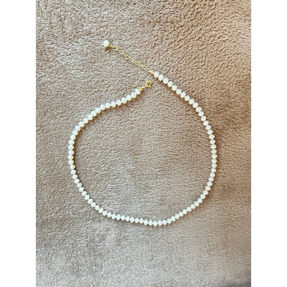 15” Genuine Freshwater Pearl Choker Necklace 3.5-4mm